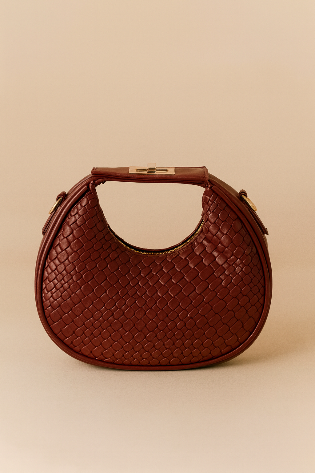 Burgundy Woven Hobo Purse