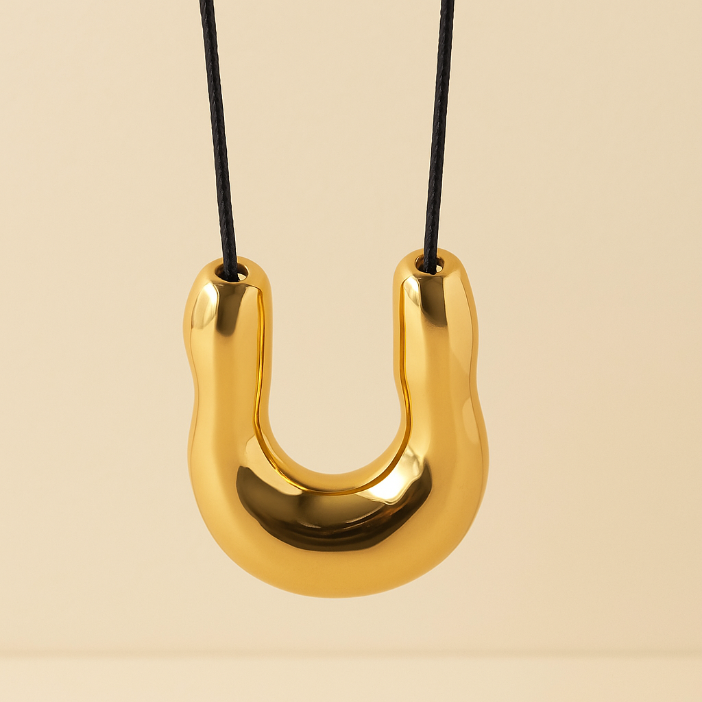 Minimalist Gold Necklace with U Pendant