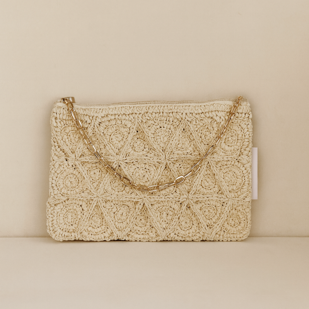 Beige Crochet with Gold Chain