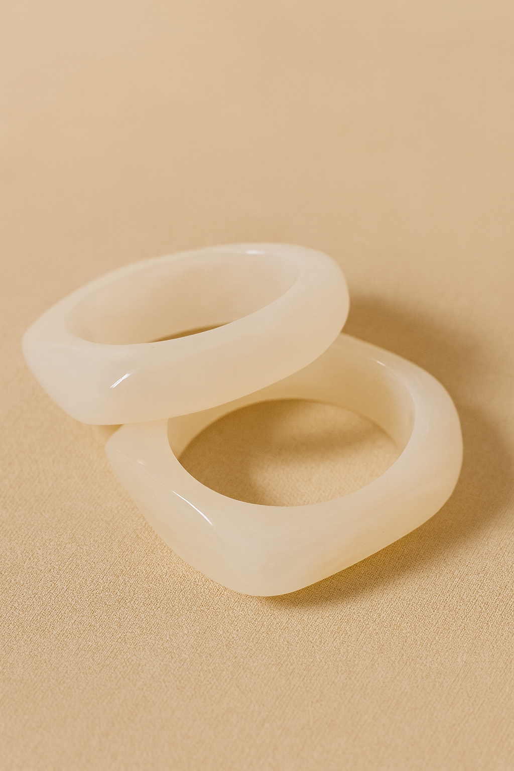 Translucent White Acrylic Geometric Bangle Bracelets