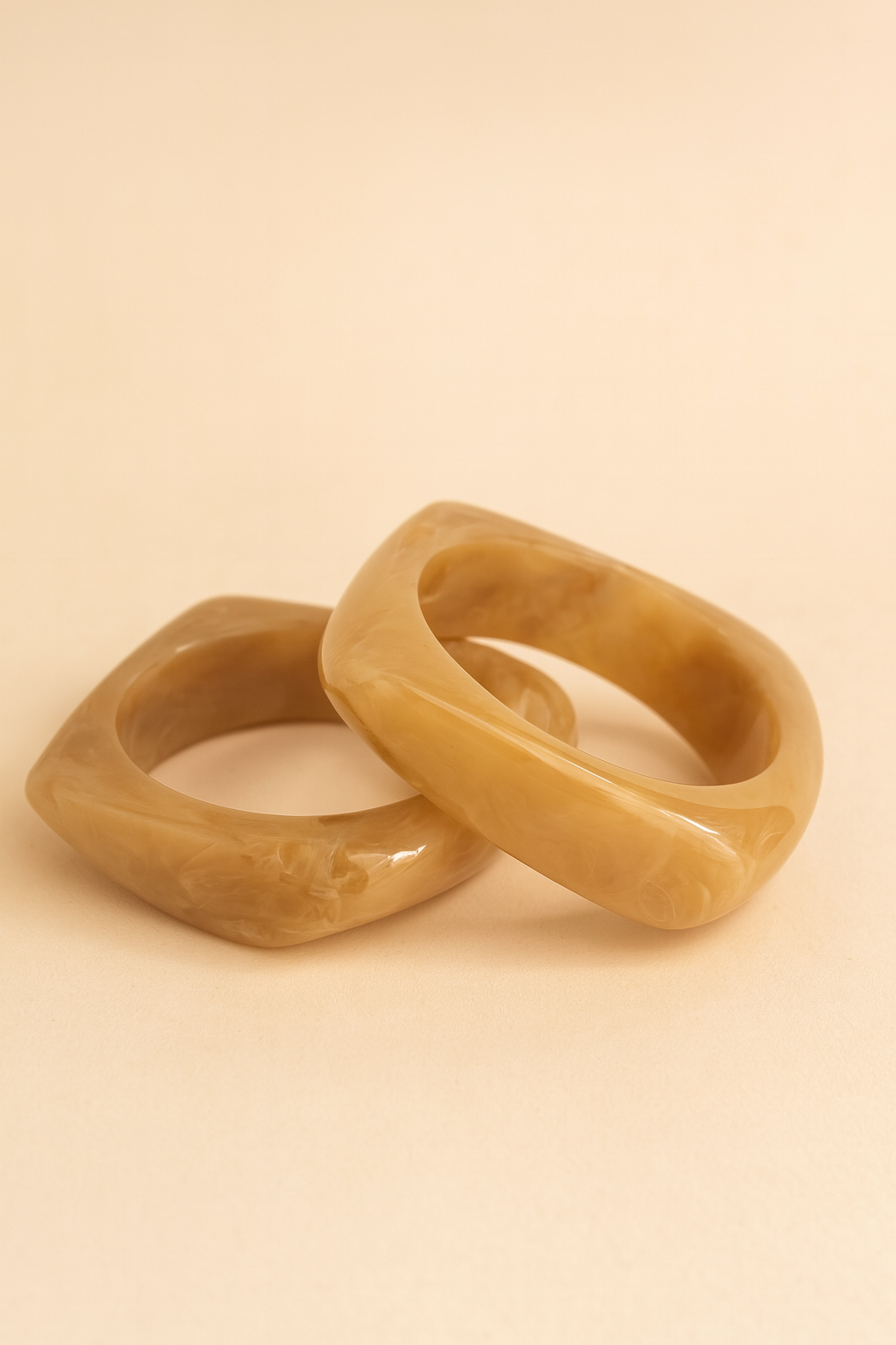Beige Marble Acetate Chunky Bracelets