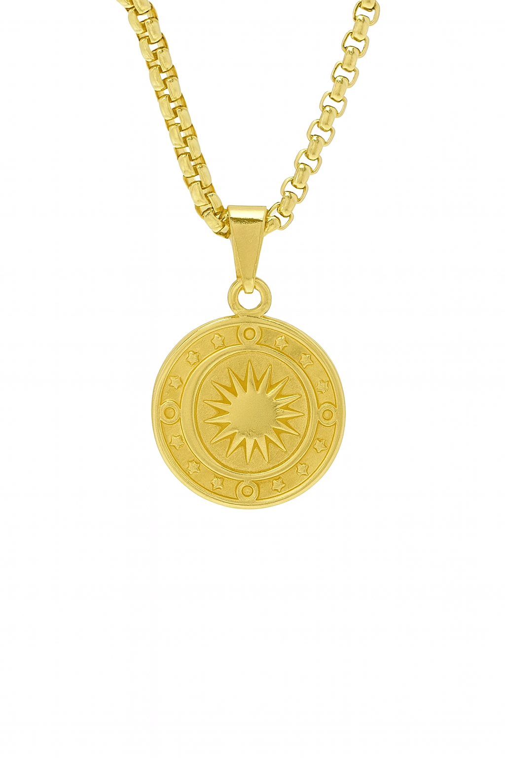 Golden Sun Medal Necklace