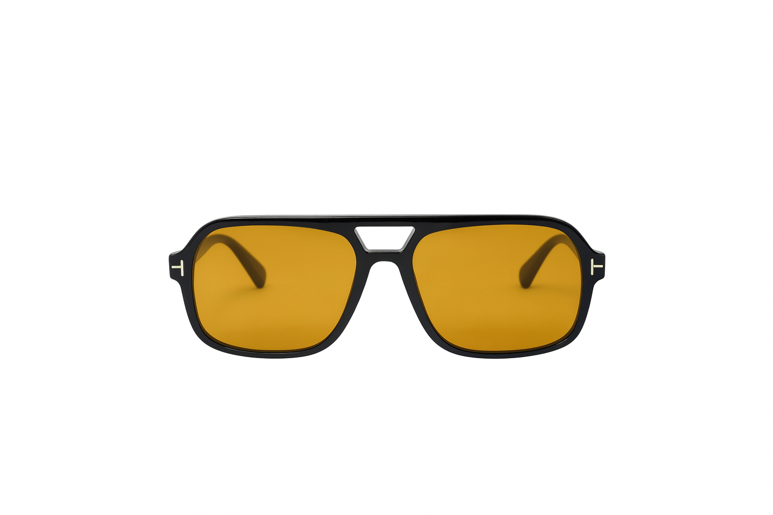 Black Aviator Sunglasses with Yellow Lenses