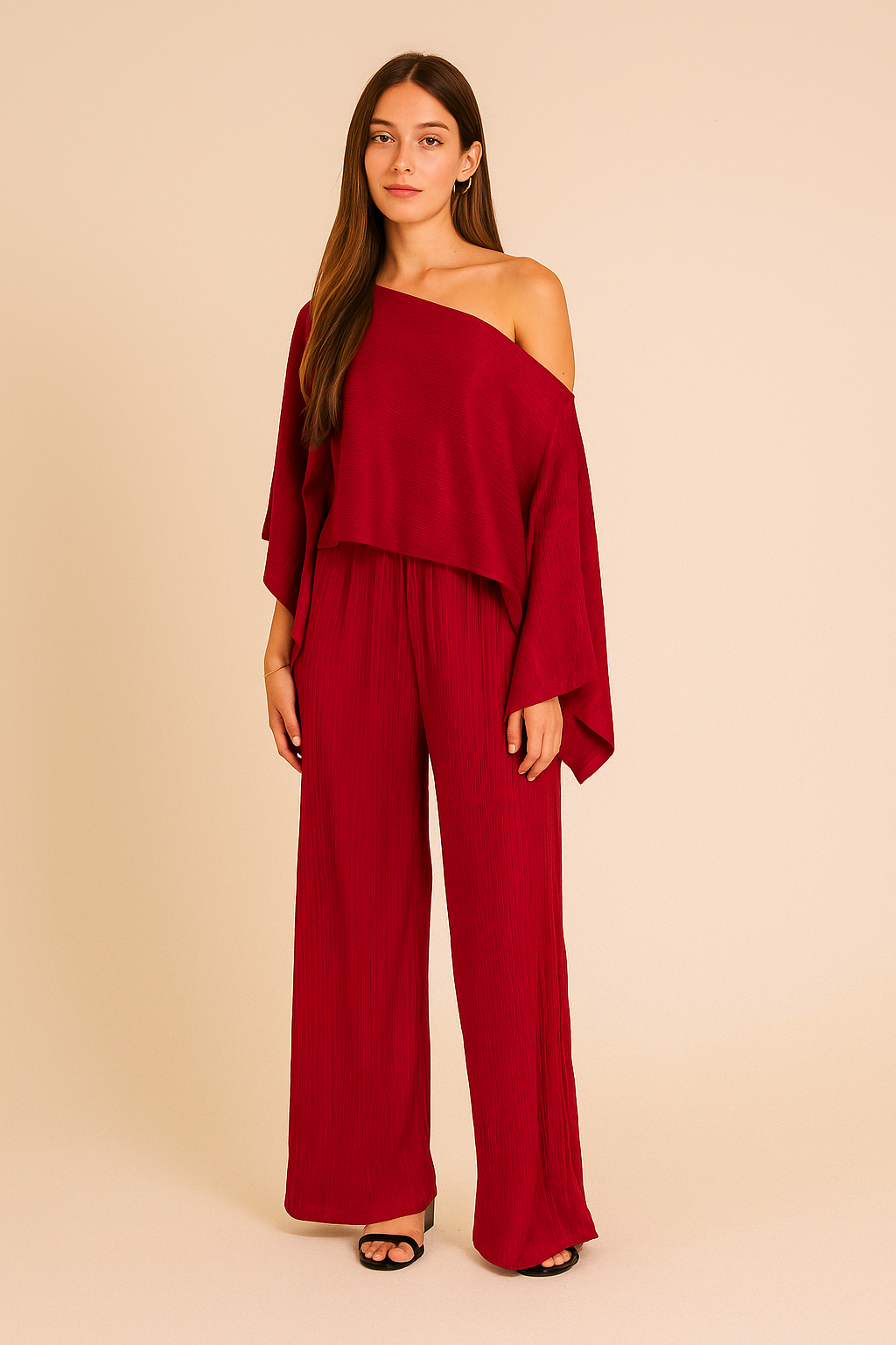 Set Kimono Plisado con Pantalón Palazzo