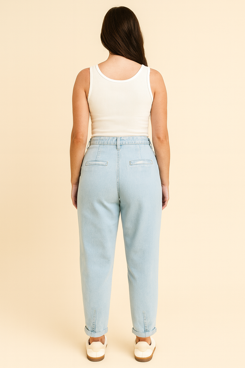 High Rise Pleated Mom Jeans