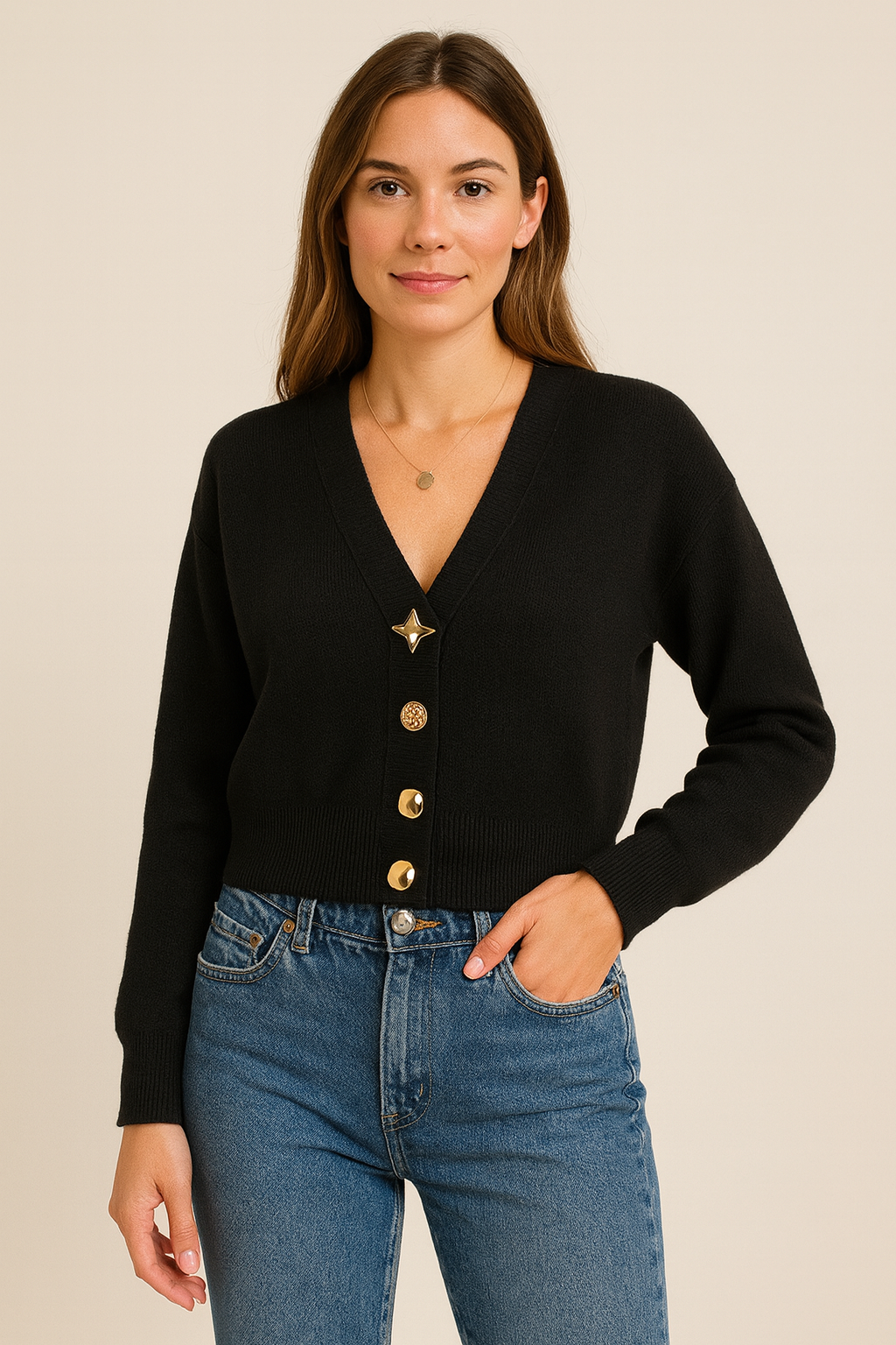 Metal Button Cardigan