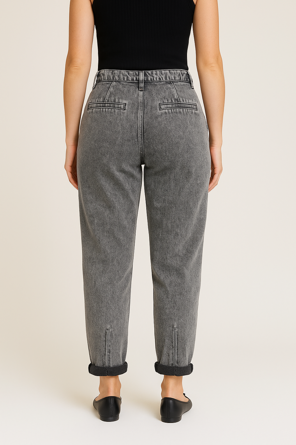 High Rise Pleated Mom Jeans